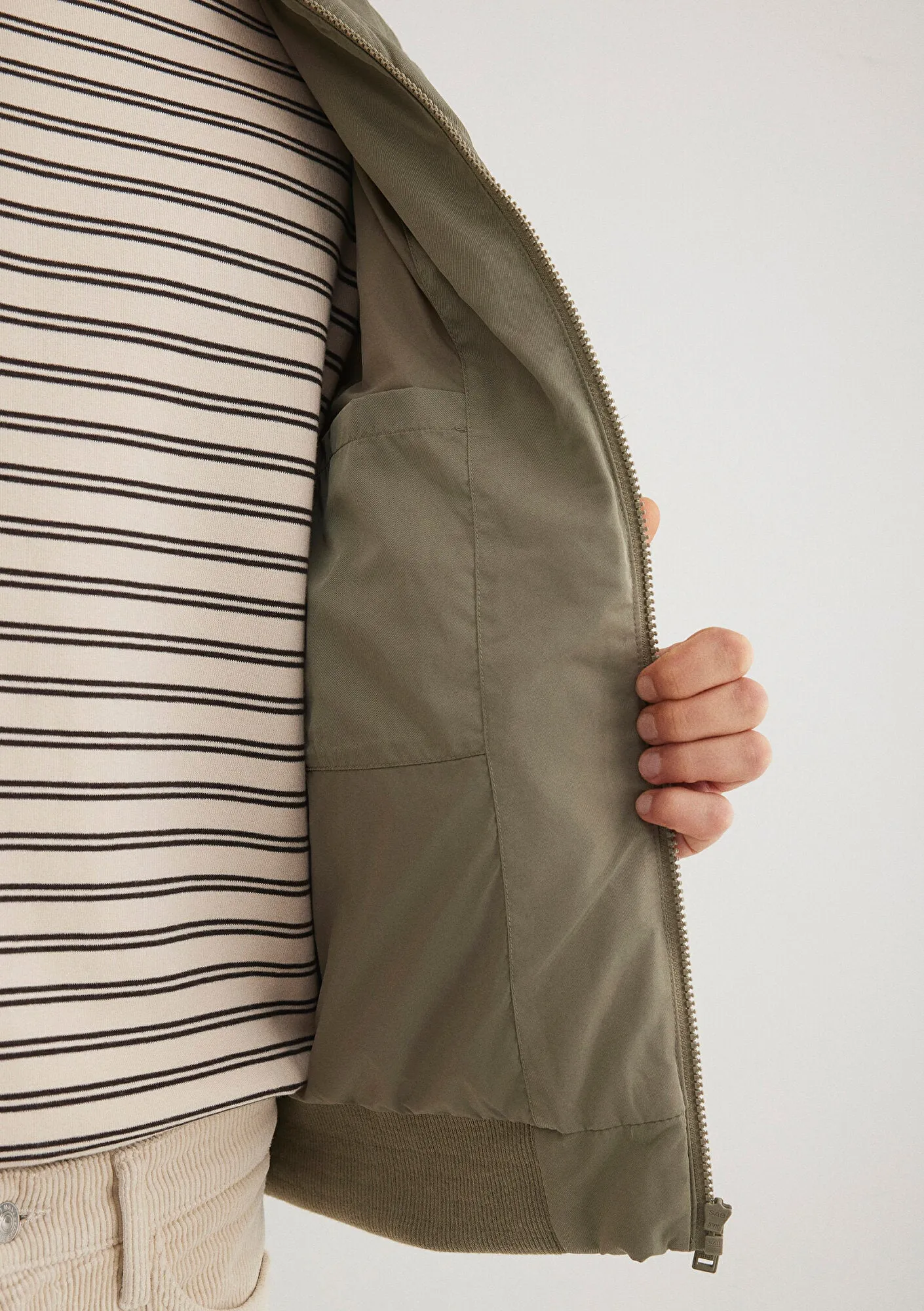 Quilted Khaki Bomber Jacket