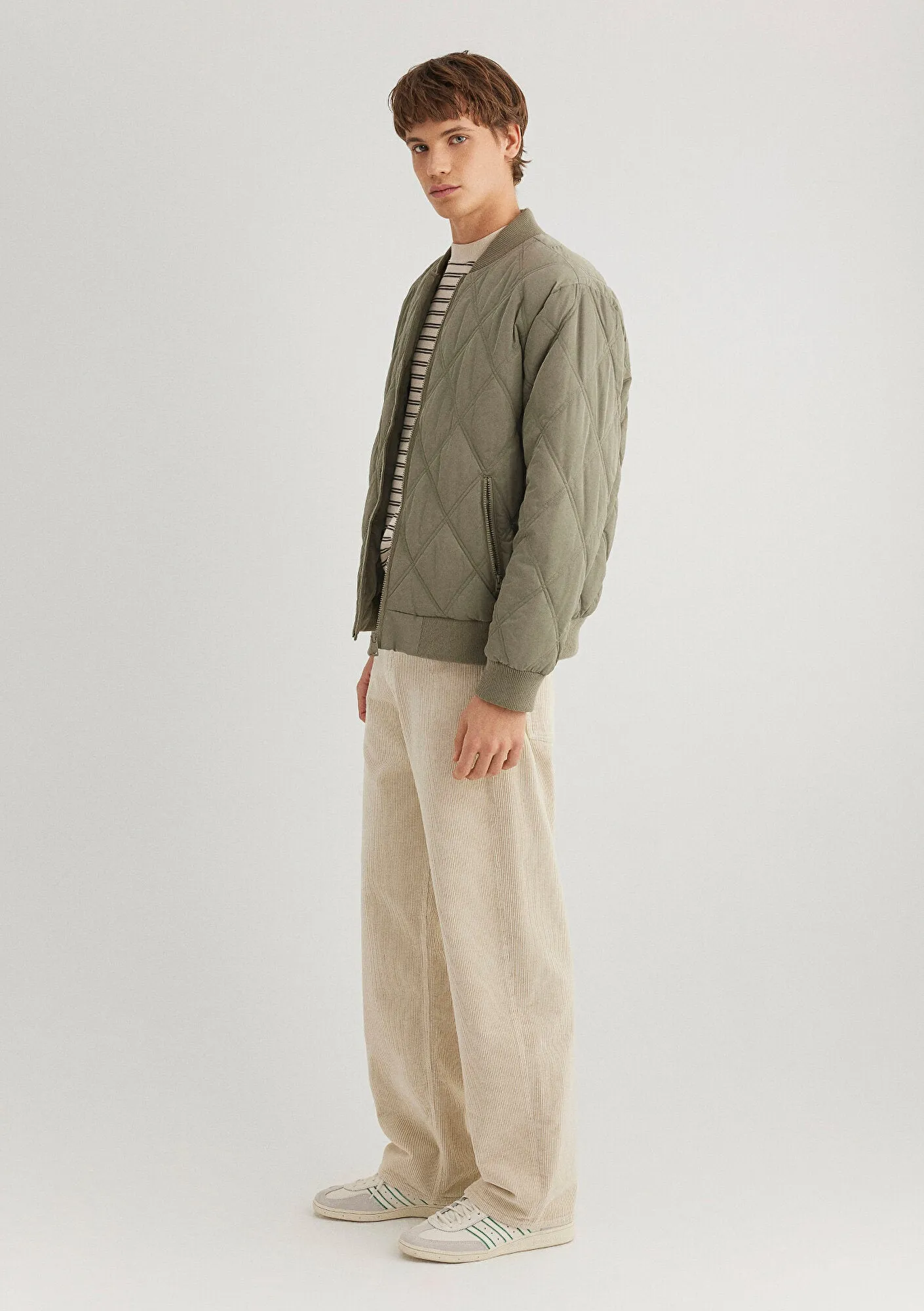Quilted Khaki Bomber Jacket