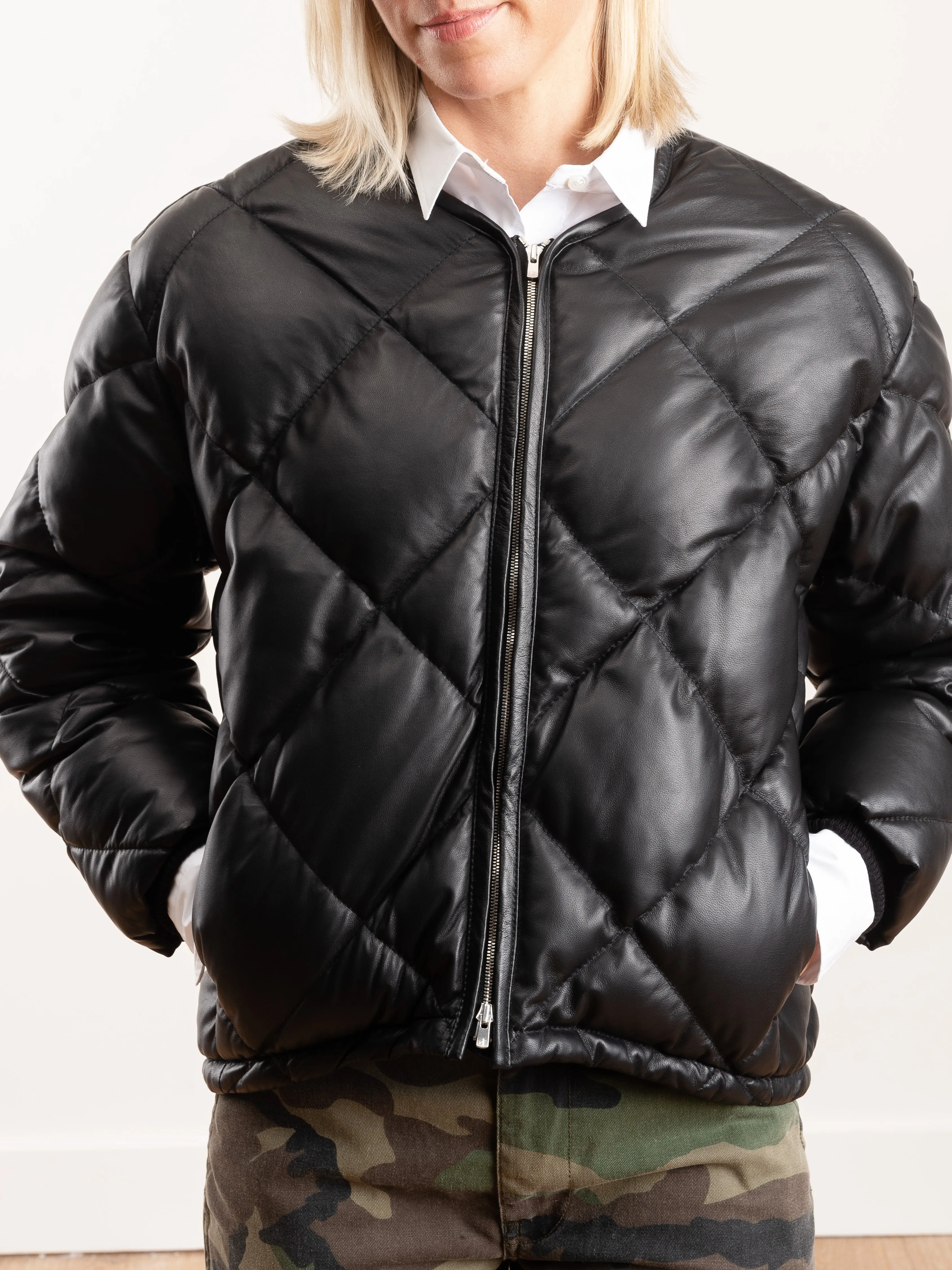 quilted leather puffer