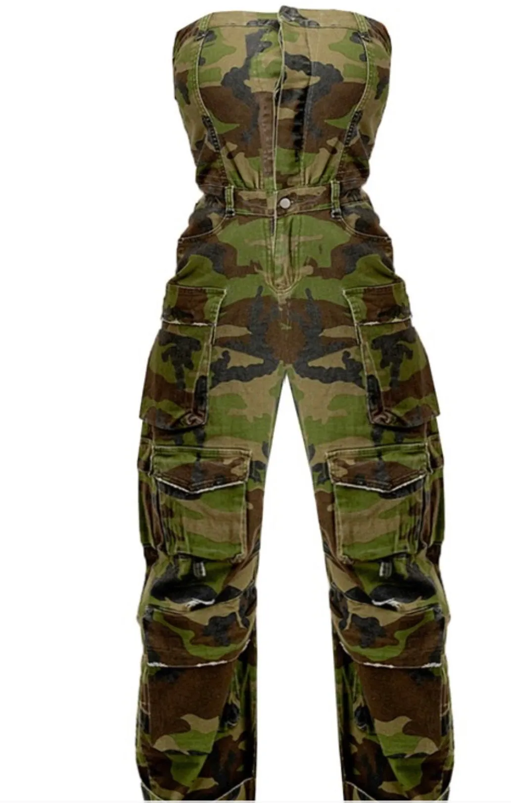 "Ali"Cargo Denim Jumpsuit