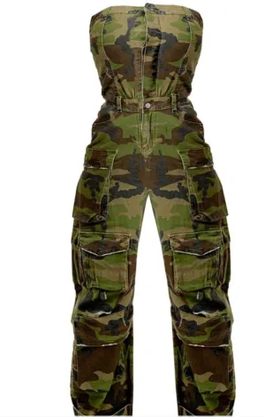 "Ali"Cargo Denim Jumpsuit