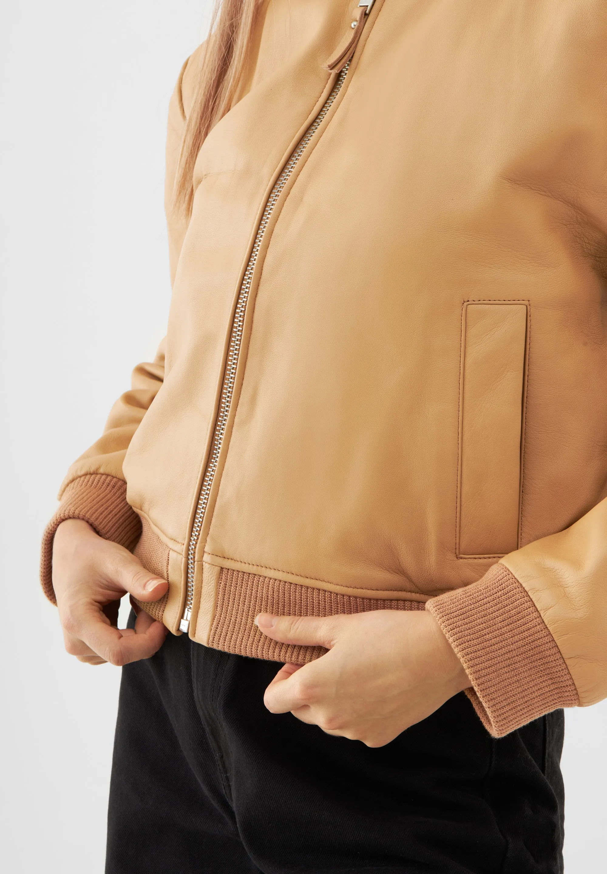Real Leather Minimal Bomber