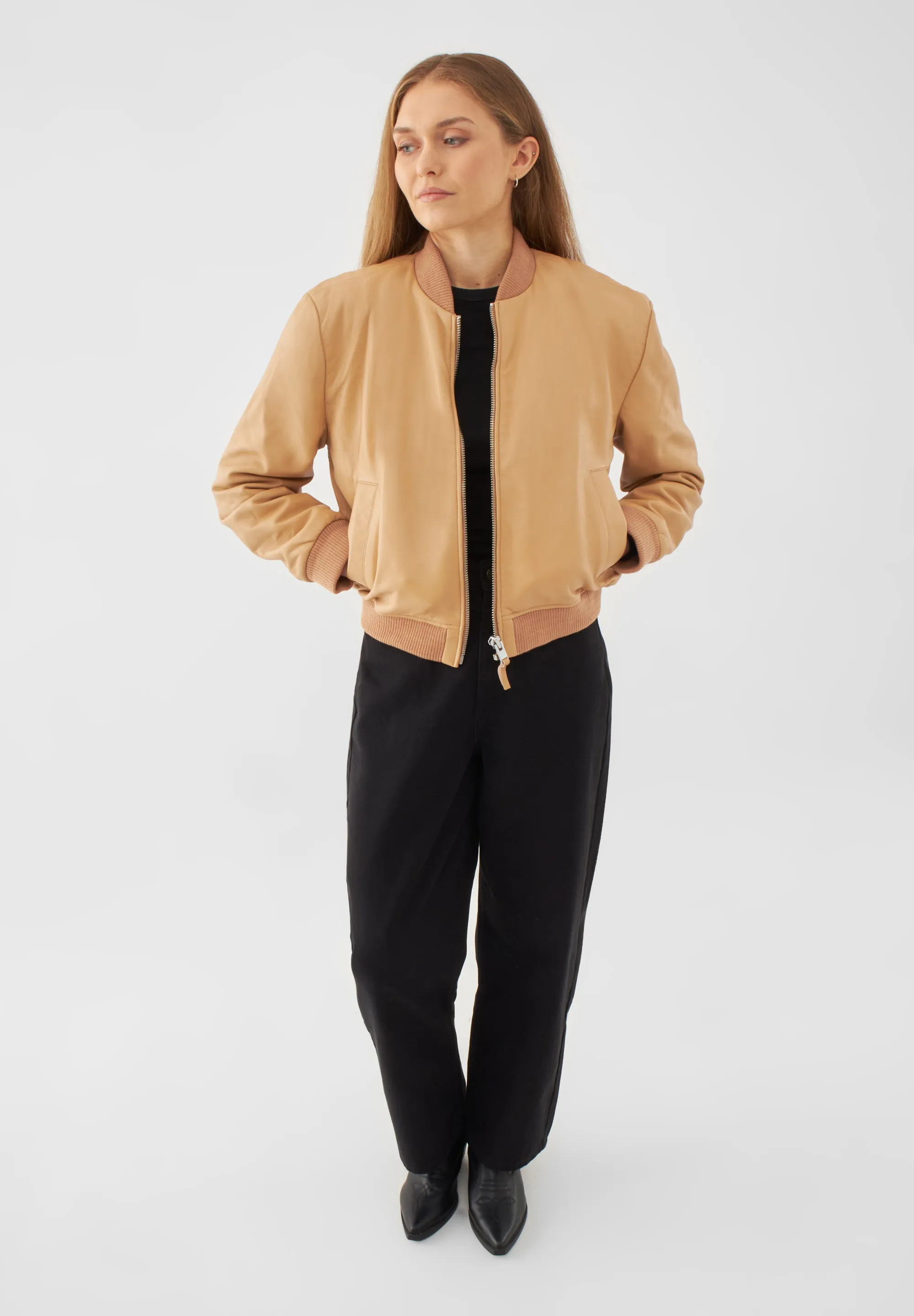 Real Leather Minimal Bomber