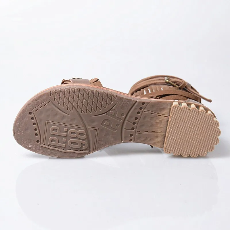 Red Suede Women Gladiator Sandals Studded Beach Flats Summer Shoes Fringe Ladies Grey Ankle Strap Sandalias Bohemian Espadrilles