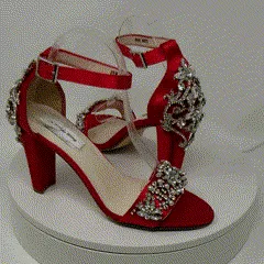 Red Wedding Shoes with Crystal Front and Heel