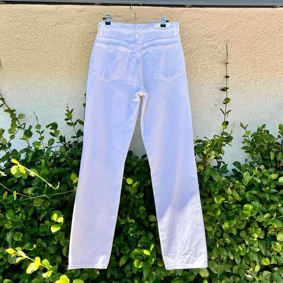 RE/DONE 70s Straight Jeans White with Rips High Waisted Womens Size 26 NWOT