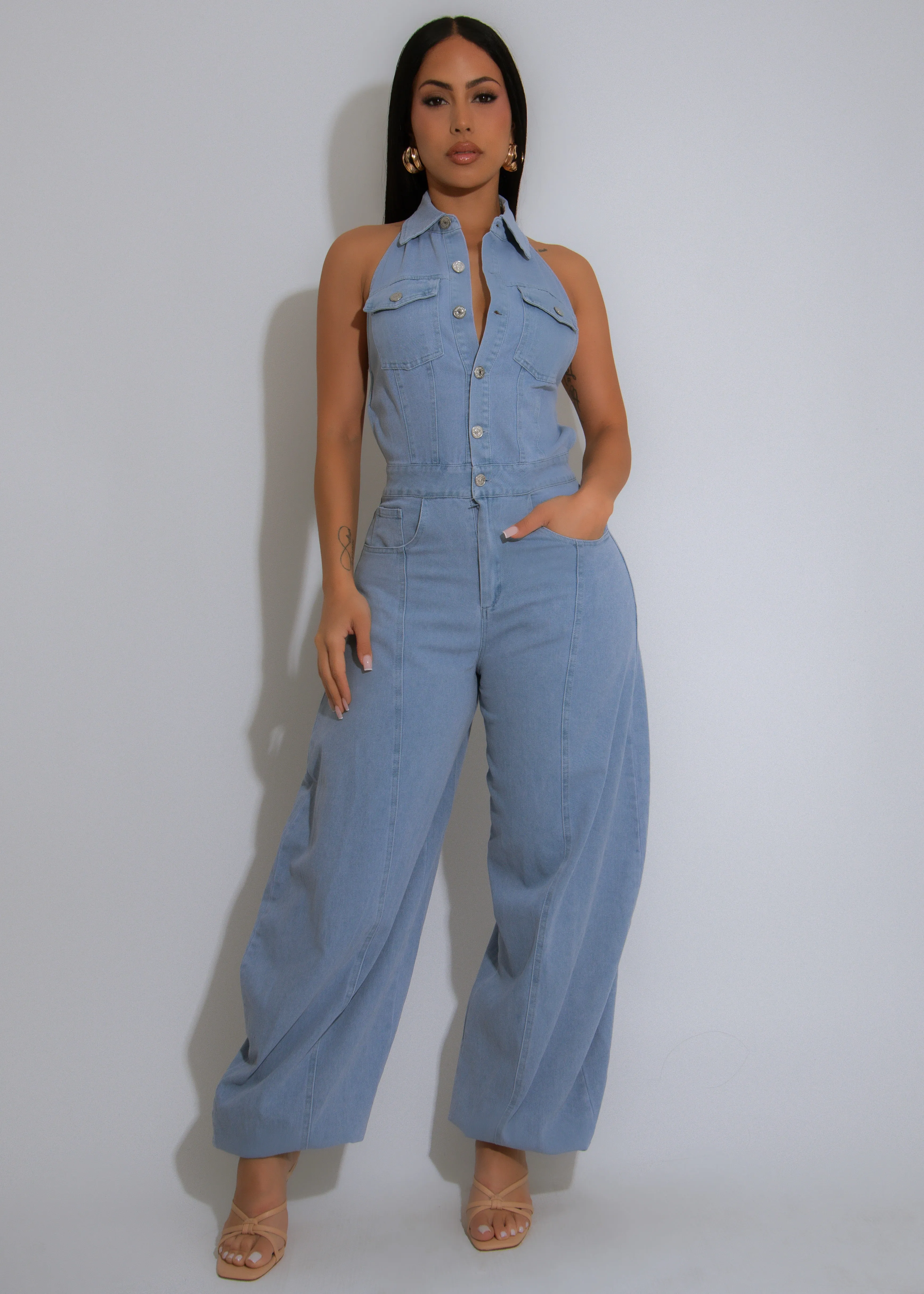 Retro Drive Jumpsuit Light Denim
