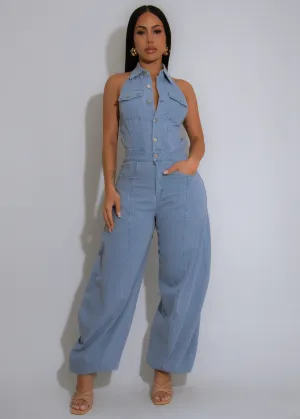 Retro Drive Jumpsuit Light Denim