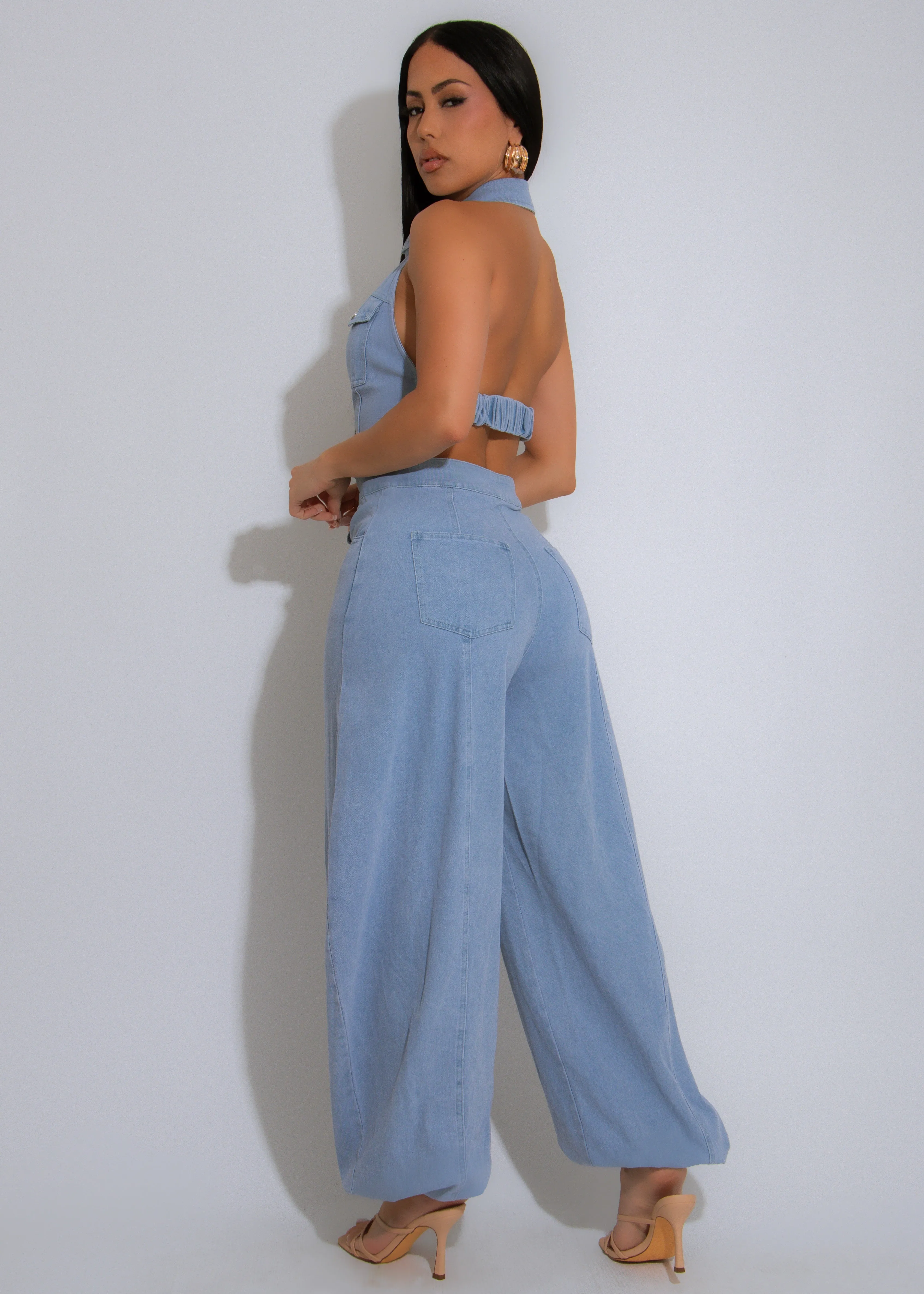 Retro Drive Jumpsuit Light Denim