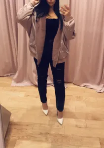 Reversible Fur Satin Hooded Bomber Jacket