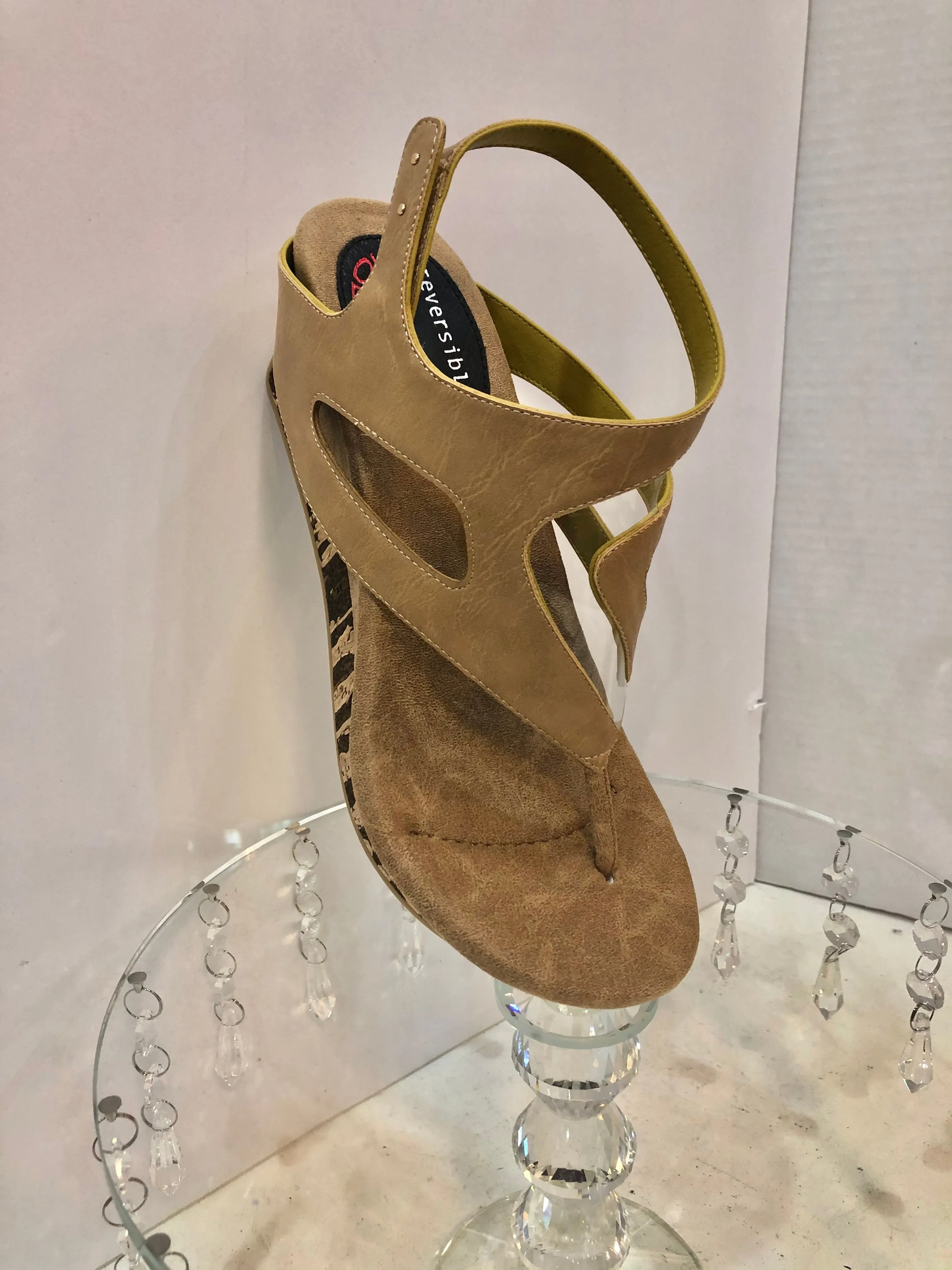 Reversible Sandal with Cork Heel
