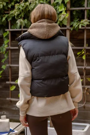 REVERSIBLE ZIP UP CROPPED PUFFER VEST