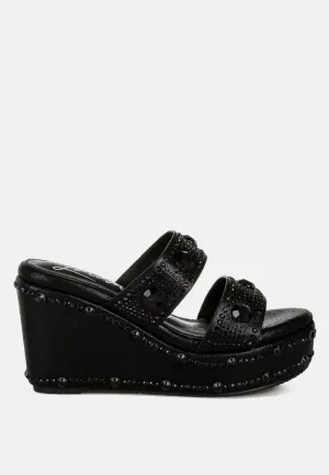 Rhinestone & Diamante Wedge Sandals By RAG
