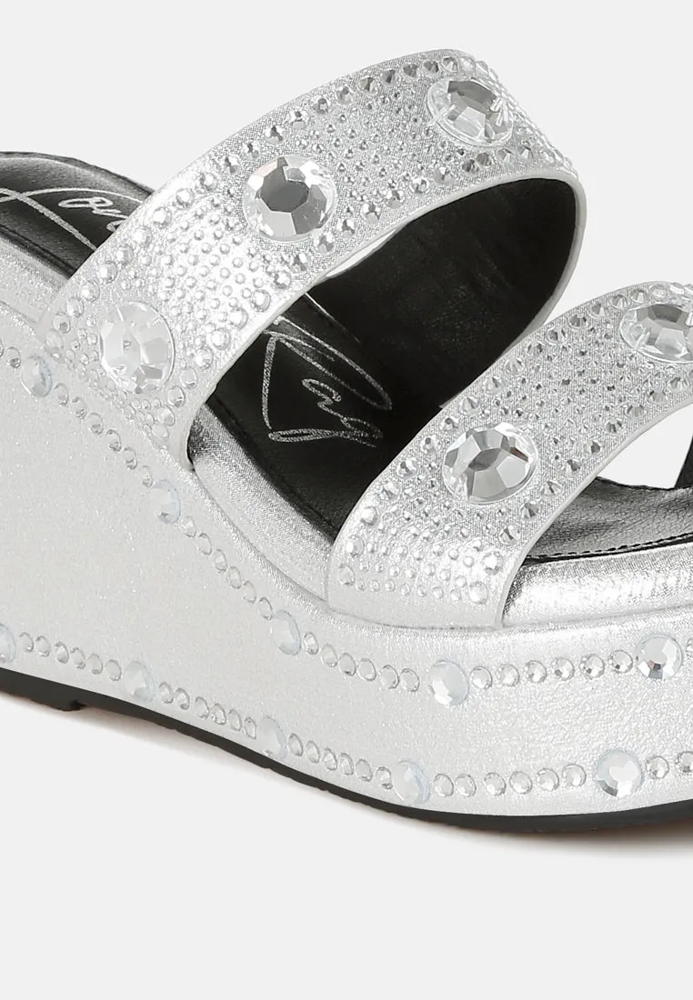 Rhinestone & Diamante Wedge Sandals By RAG