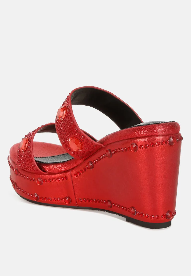Rhinestone & Diamante Wedge Sandals By RAG