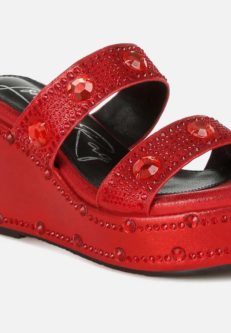 Rhinestone & Diamante Wedge Sandals By RAG