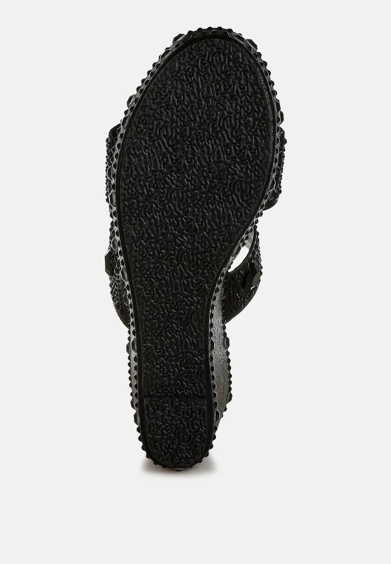 Rhinestone & Diamante Wedge Sandals By RAG