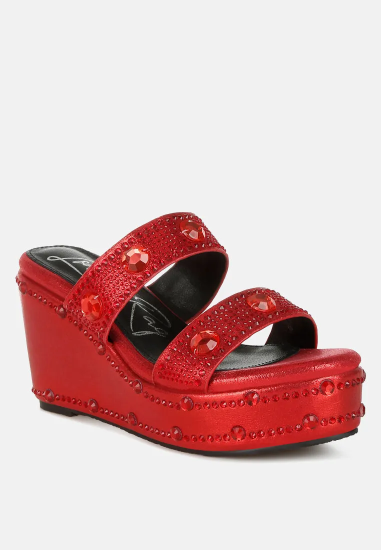 Rhinestone & Diamante Wedge Sandals By RAG