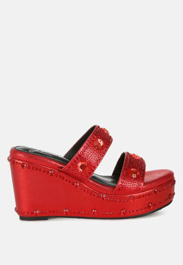 Rhinestone & Diamante Wedge Sandals By RAG
