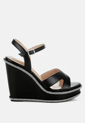 Rhinestones Embellished Wedge Sandals By RAG