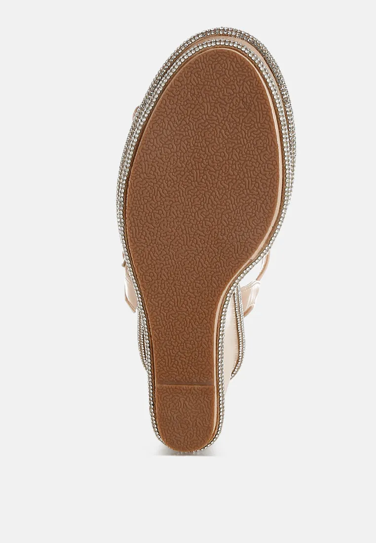 Rhinestones Embellished Wedge Sandals By RAG