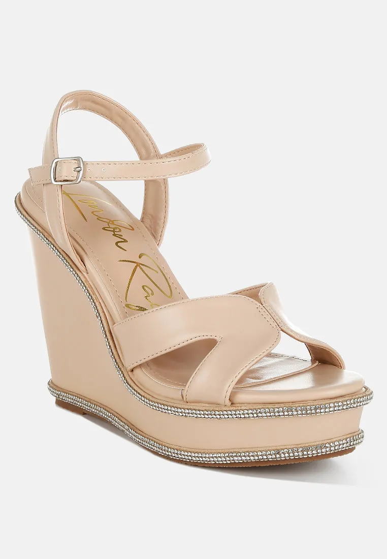 Rhinestones Embellished Wedge Sandals By RAG