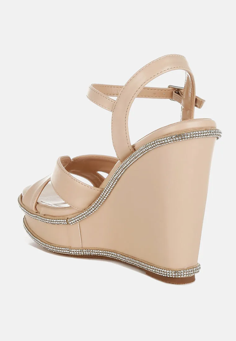 Rhinestones Embellished Wedge Sandals By RAG