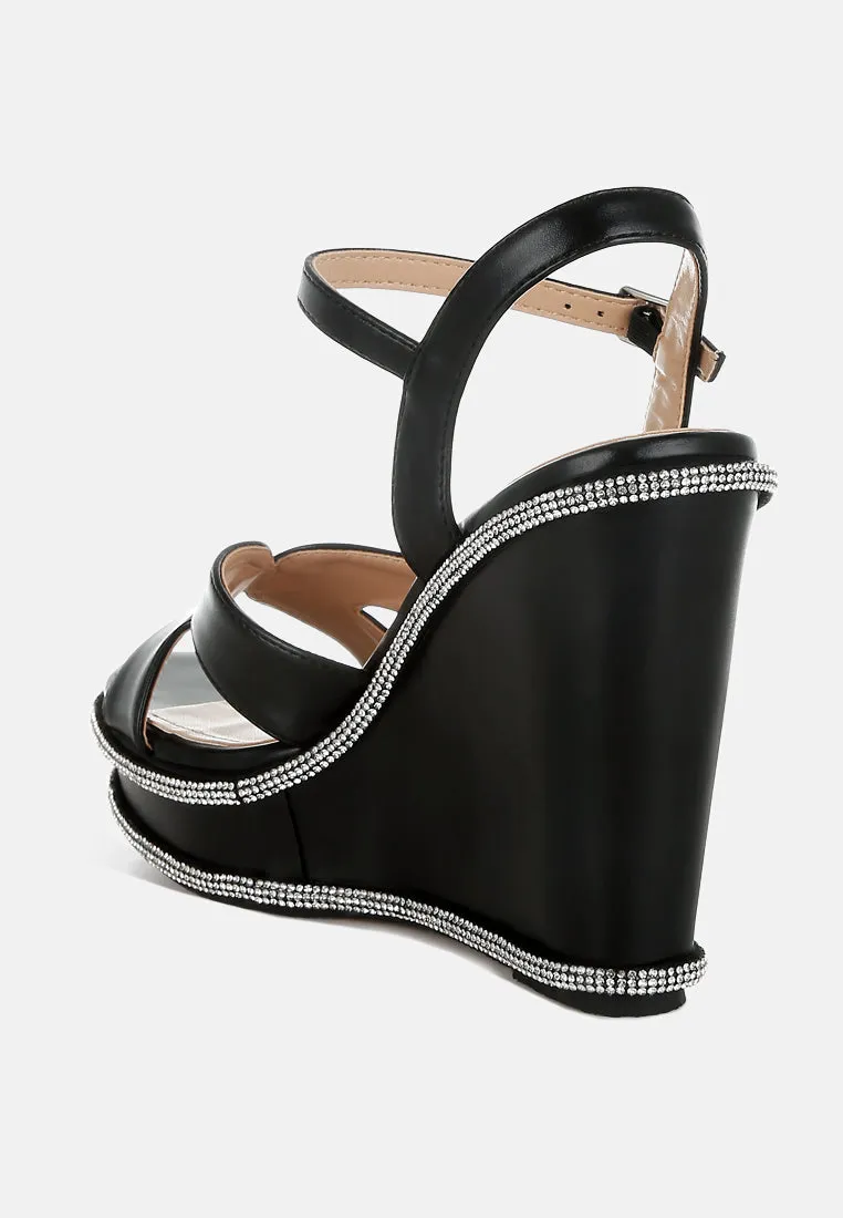 Rhinestones Embellished Wedge Sandals By RAG