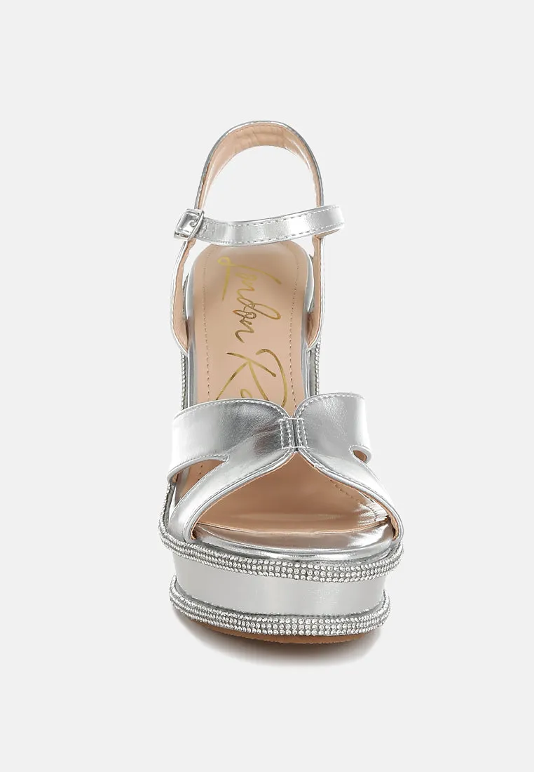Rhinestones Embellished Wedge Sandals By RAG