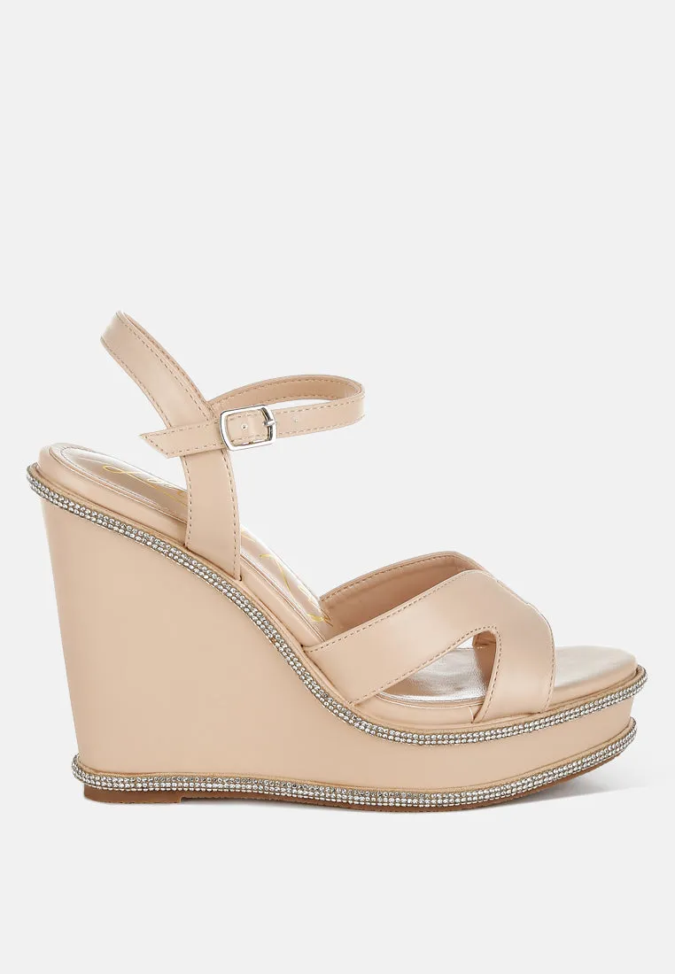 Rhinestones Embellished Wedge Sandals By RAG
