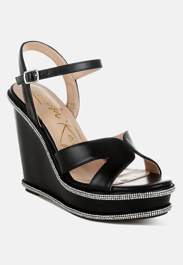 Rhinestones Embellished Wedge Sandals By RAG