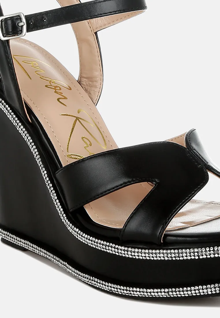 Rhinestones Embellished Wedge Sandals By RAG