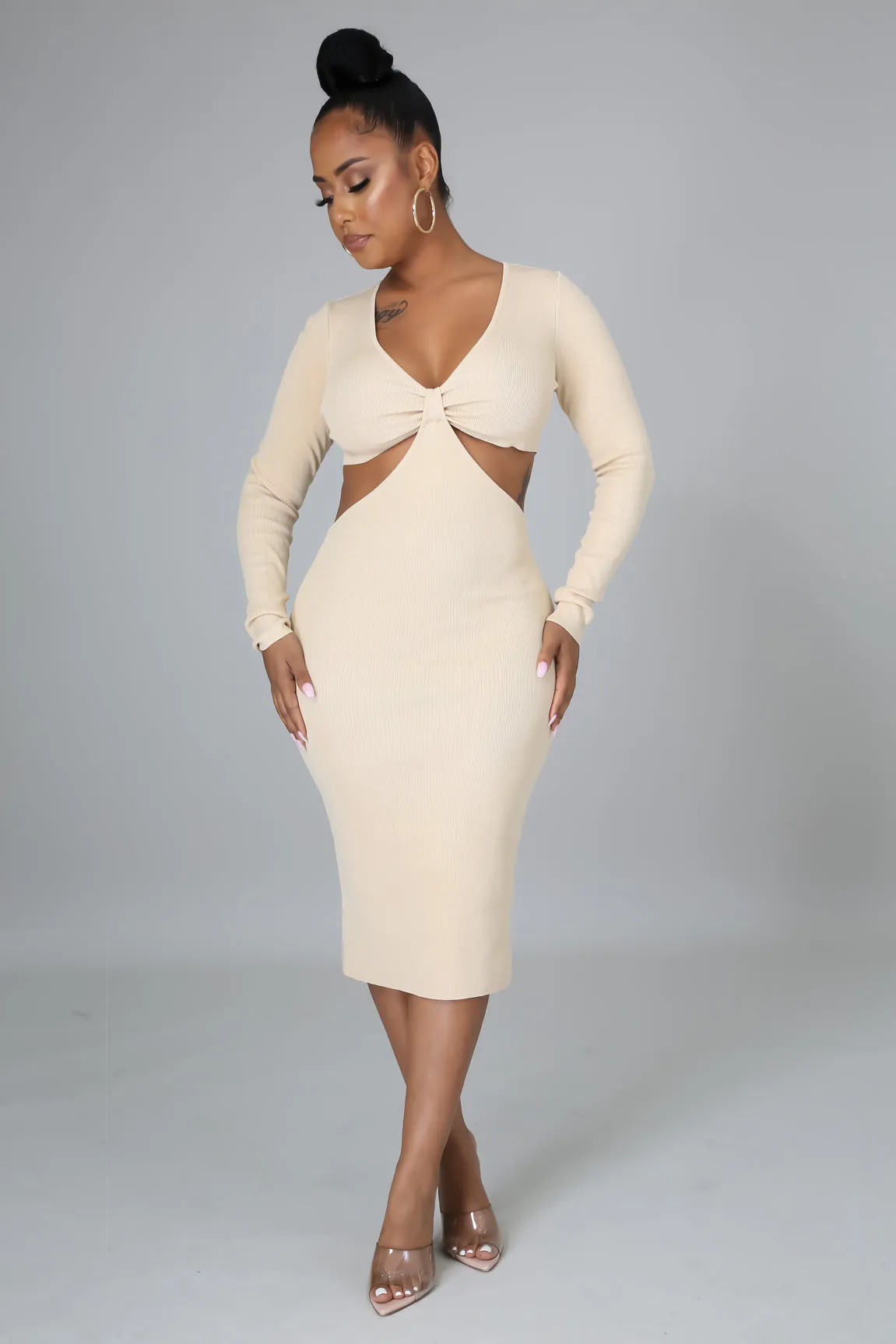 Romance Me Dress - Tan