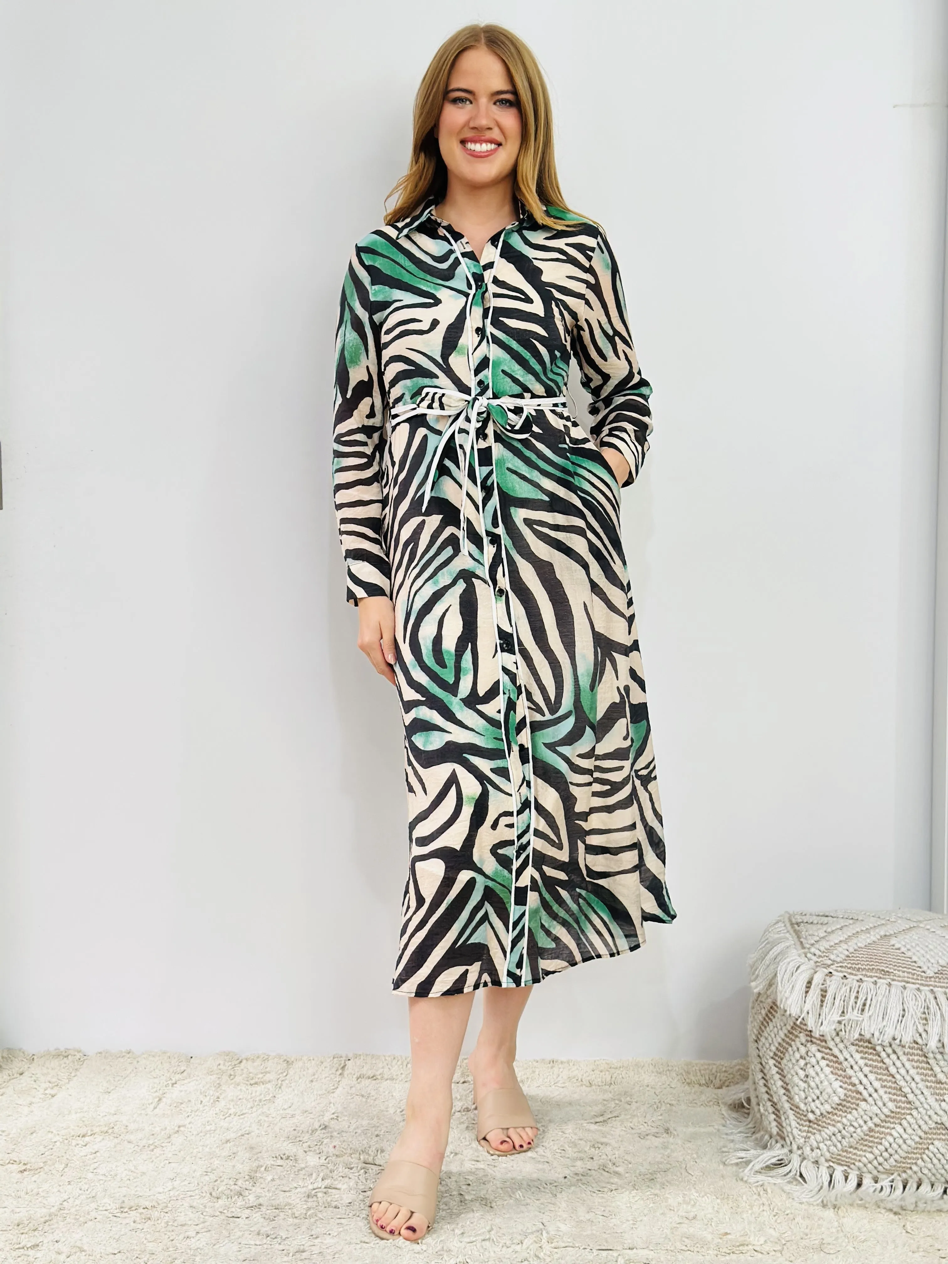 RORY ANIMAL PRINT SHIRT DRESS