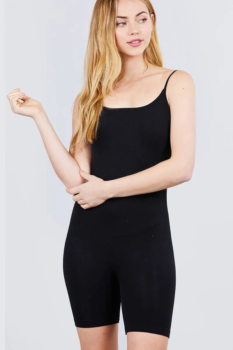 Round Neck W/adjustable Strap Cami Seamless Romper