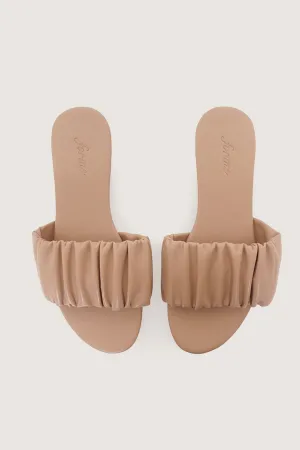 Ruched Band Slide Sandals