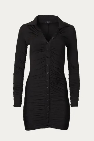 RUCHED JERSEY SHIRT DRESS