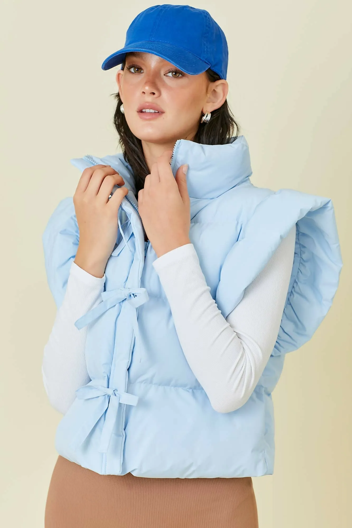 Ruffle Puffer Bow Vest