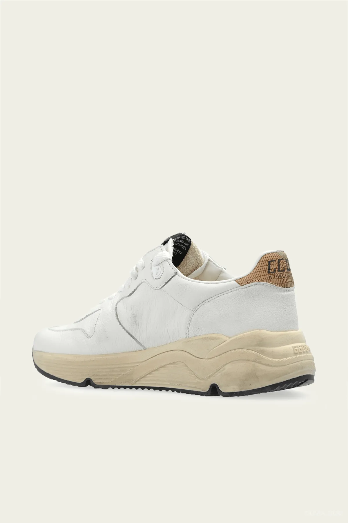 Running White Gold Leather Sneaker