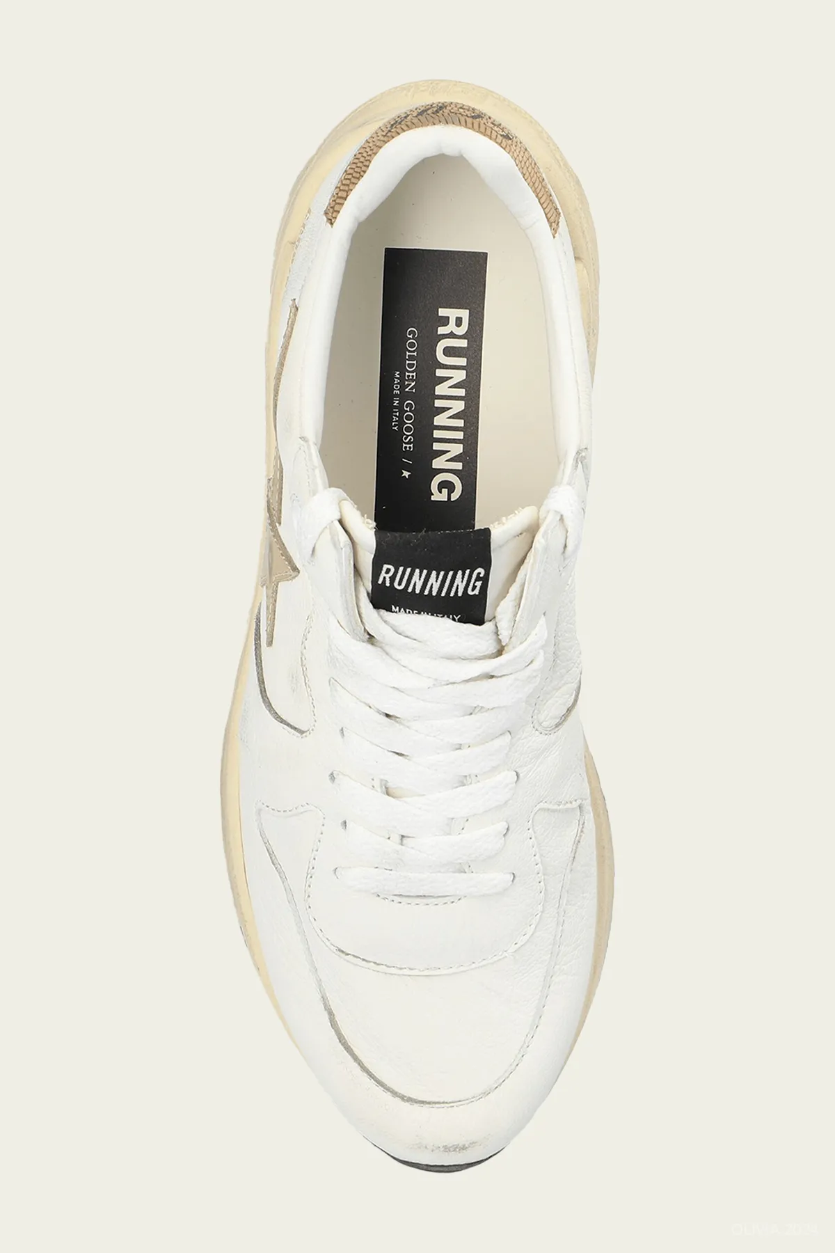 Running White Gold Leather Sneaker