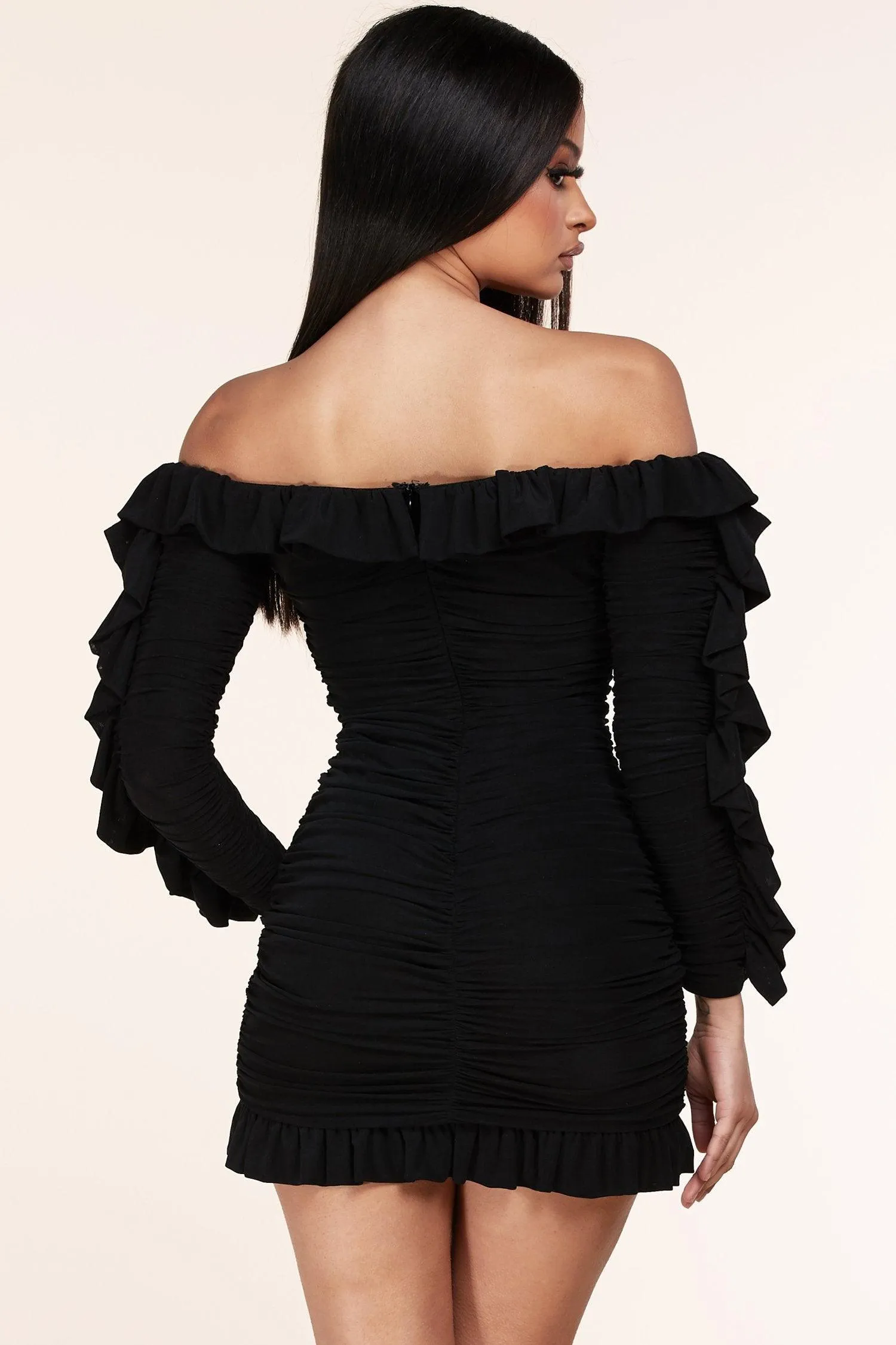 RUSHED BODYCON DRESS MINI
