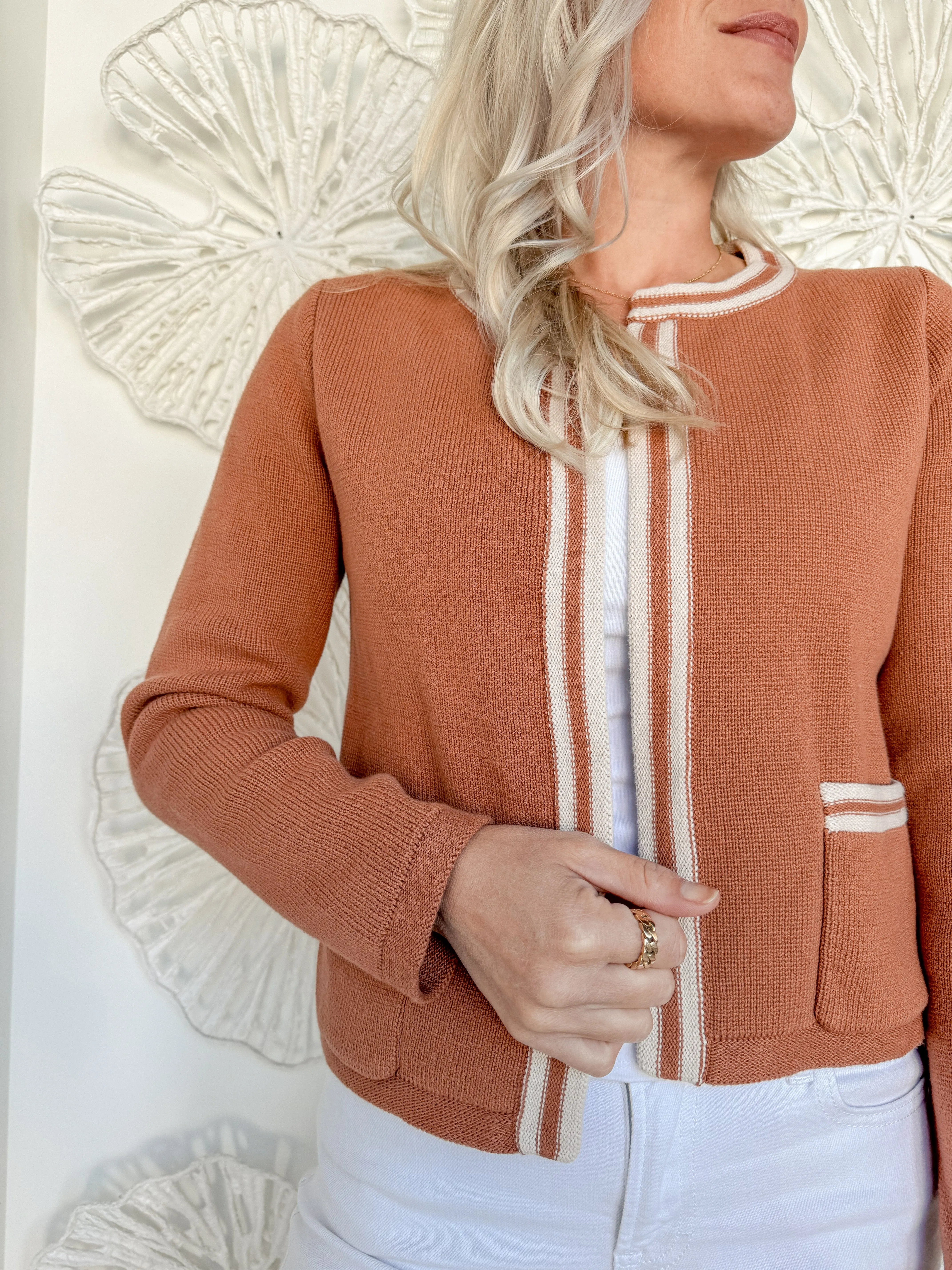 Rust Trimmed Cardigan