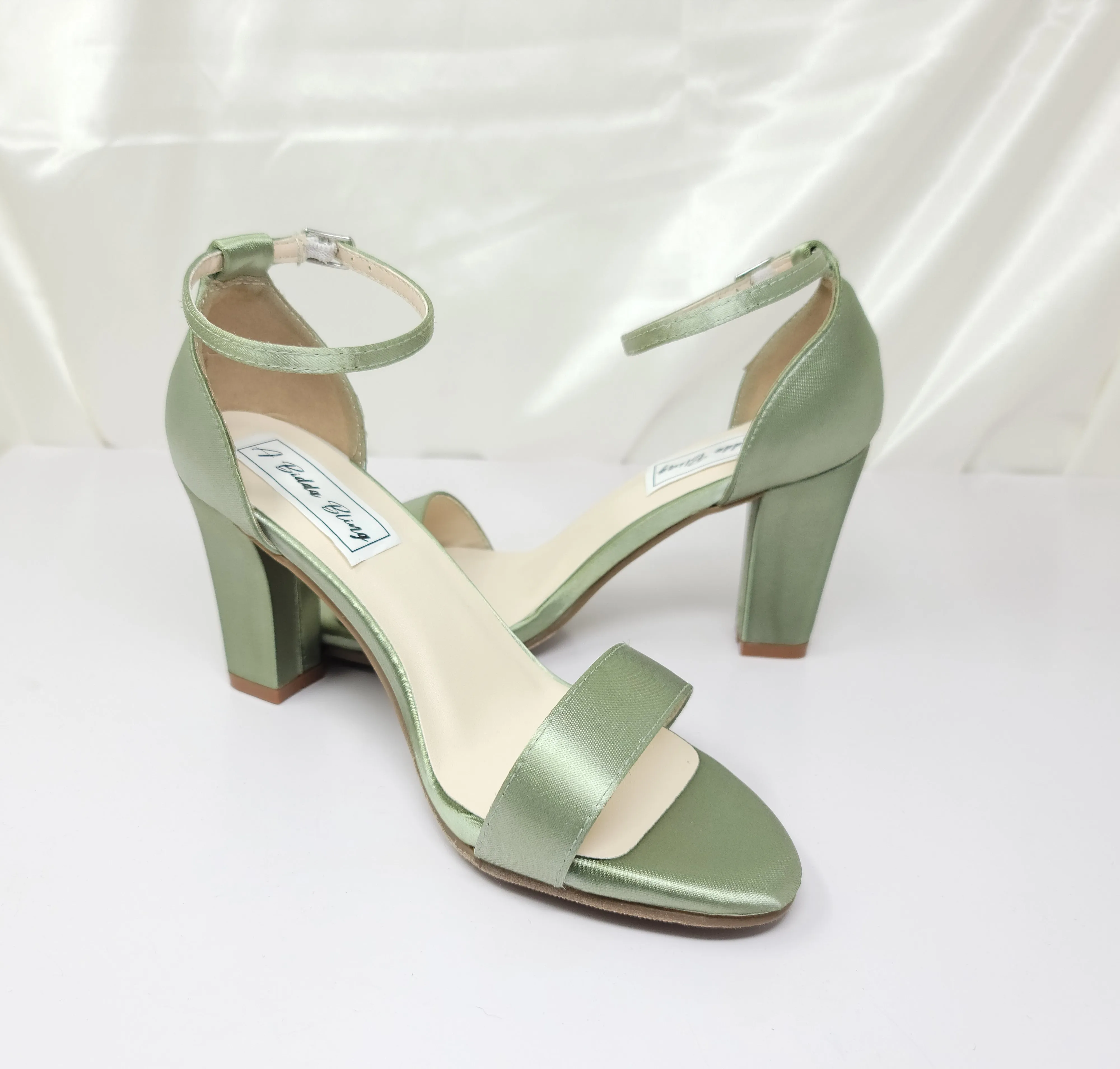 Sage Green Wedding Shoes with Block Heel Sage Green Bridesmaids Shoes