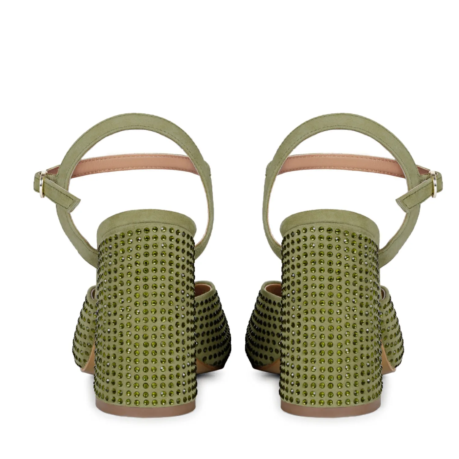 Saint Alyssa Stud Embellished safari Leather Block Heels