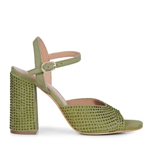 Saint Alyssa Stud Embellished safari Leather Block Heels