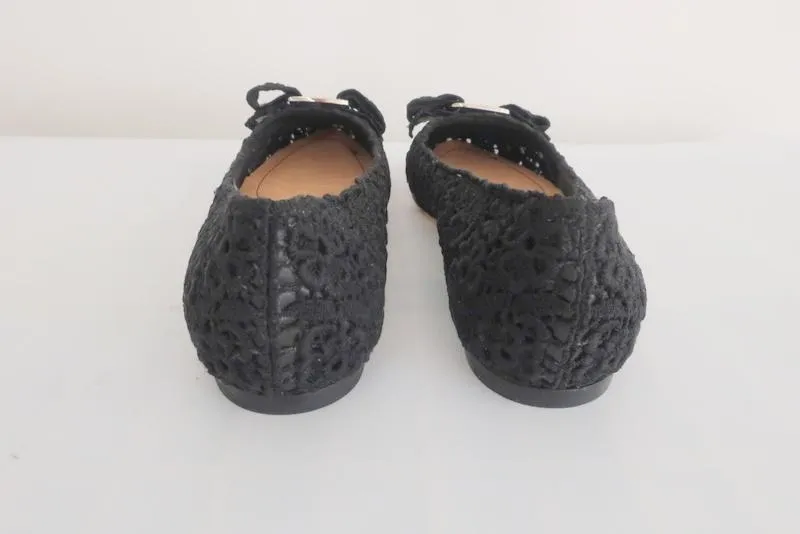 Salvatore Ferragamo Bombay Lace Ballet Flats Black Size 5 C NEW