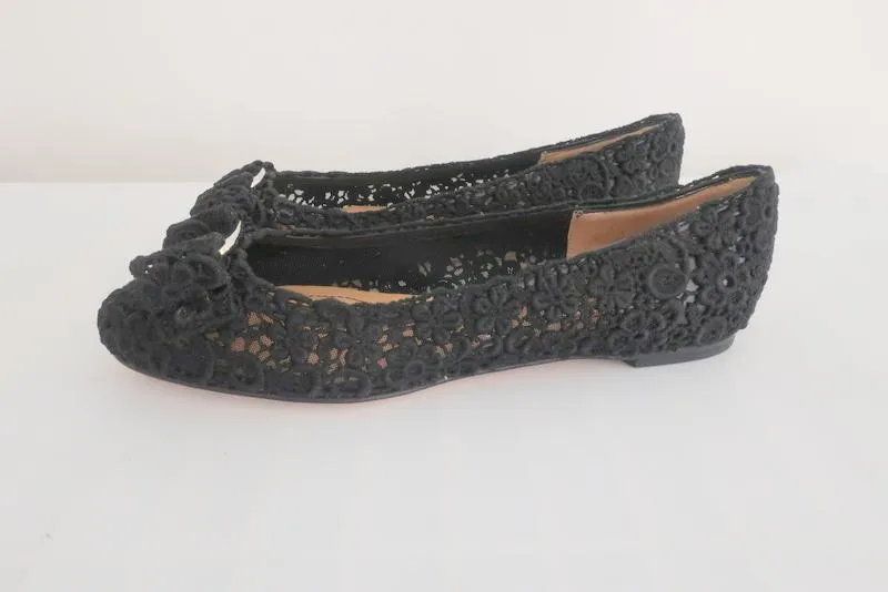 Salvatore Ferragamo Bombay Lace Ballet Flats Black Size 5 C NEW