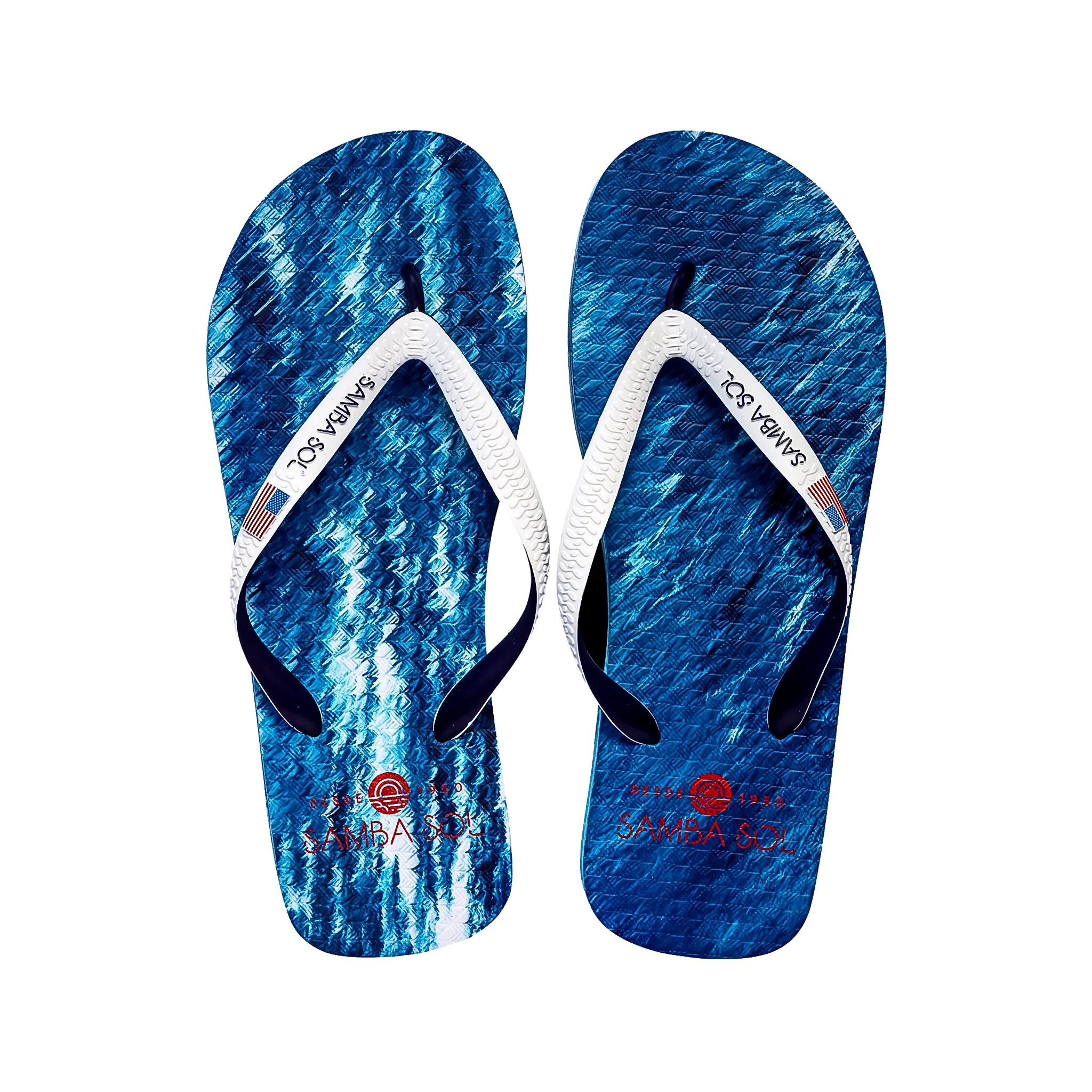 Samba Sol Men's Countries Collection Flip Flops - USA Water