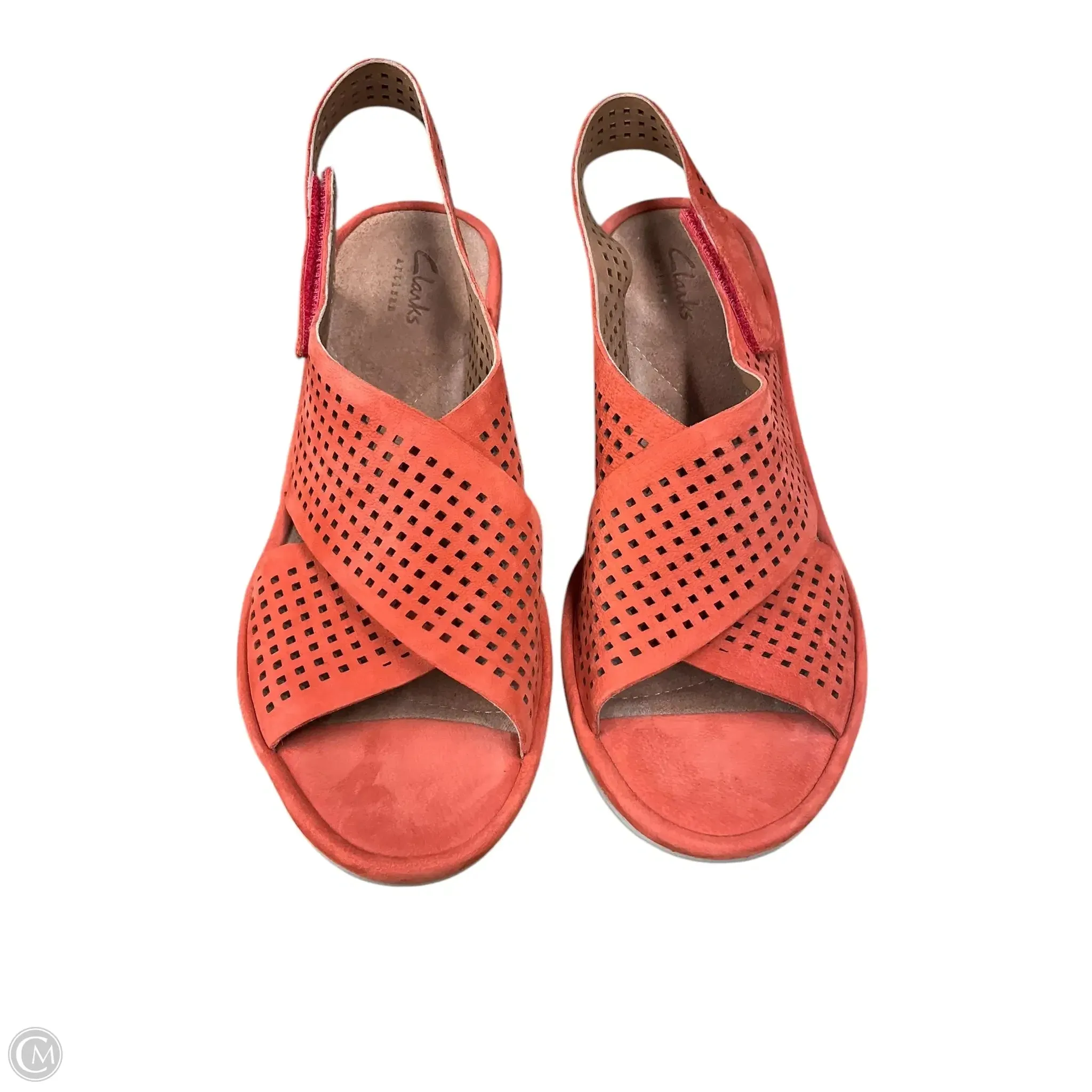 Sandals Heels Wedge By Clarks In Orange, Size: 7