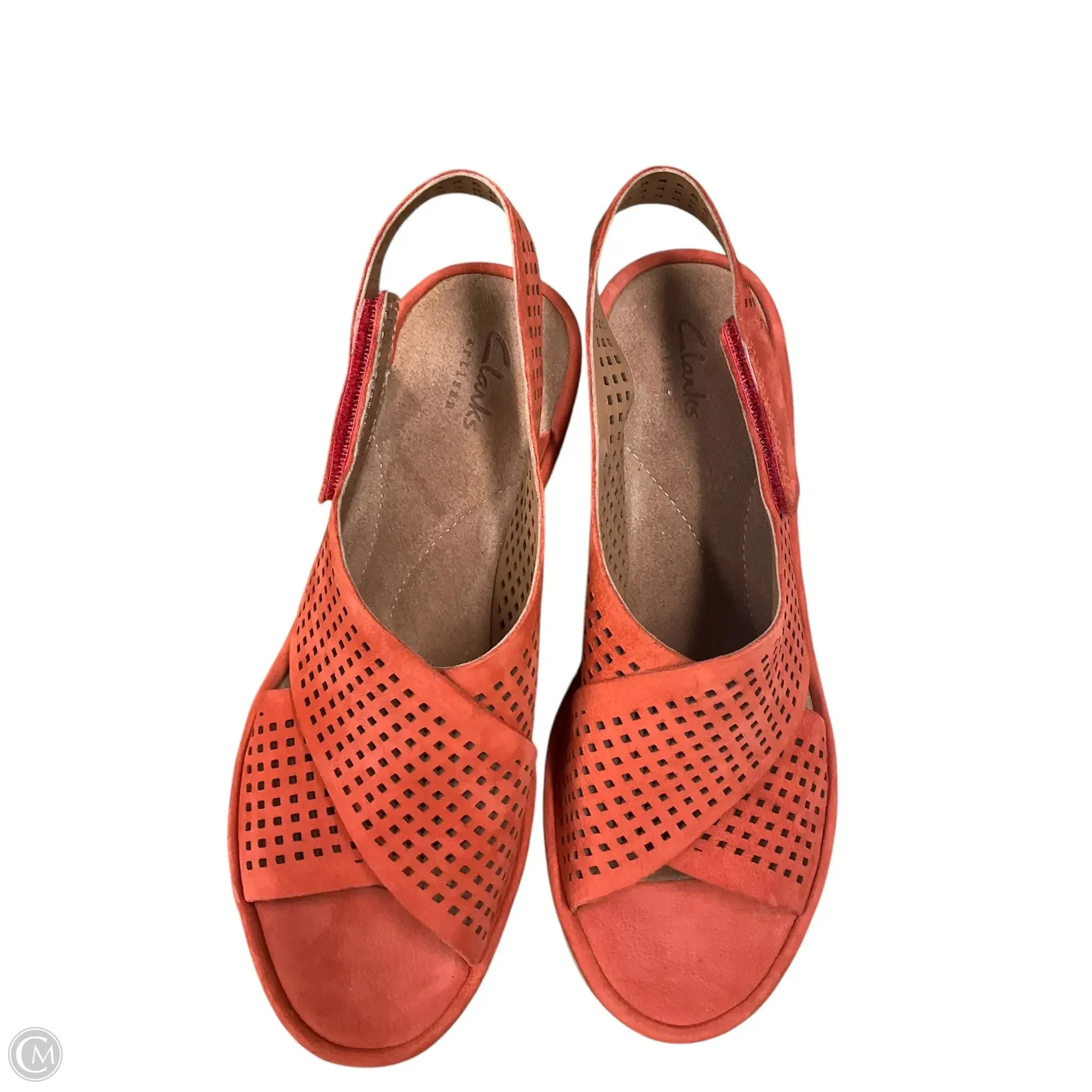 Sandals Heels Wedge By Clarks In Orange, Size: 7